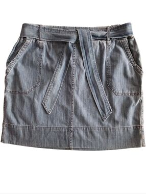 Express Light Blue Denim Mini Skirt With Tie Belt Size Medium
